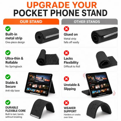 2PCS Portable Foldable Silicone Aluminum Phone Holder, Black - color: Phone Stand 2PCS-Black