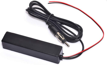 Bingfu Universal Car Stereo Amplified FM Radio Hidden Antenna & Signal Booster Amplifier Amp 12V Power Supply DIN Plug for Vehicle Truck SUV Car Audio Radio Stereo Media Head Unit Receiver