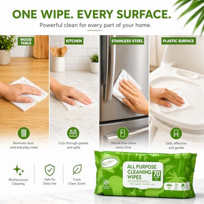 Air Jungles All Purpose Cleaning Wipes 140 Count, XL 8x10 Inch - size: 70 Count (Pack of 2)