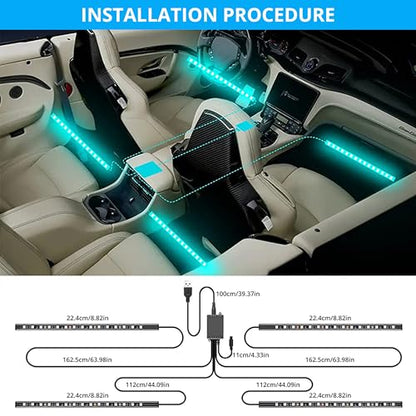 4In1 5050 SMD 48LED RGB Interior Car Strip Light Accessories Under Dash Lighting Footwell Ambient Lights Atmosphere Neon Lights Strip Kit with USB 20Key Controller for Car Truck ATV UTV RV