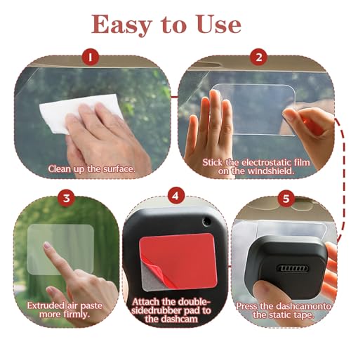WLLHYF Electrostatic Film for Dash Cam Sticker Shield for Windshields Double-Sided Adhesive Pad Electrostatic Stickers for Dash Cam Mounting Adhesive Clear Static Cling Film