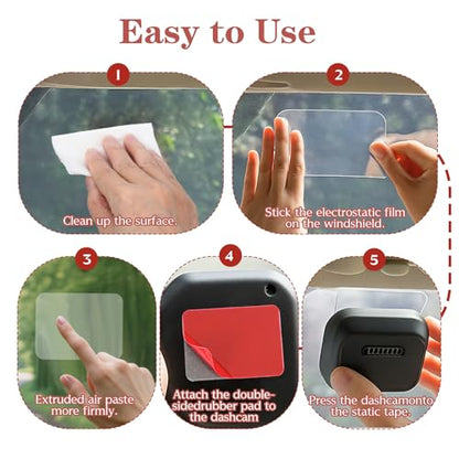 WLLHYF Electrostatic Film for Dash Cam Sticker Shield for Windshields Double-Sided Adhesive Pad Electrostatic Stickers for Dash Cam Mounting Adhesive Clear Static Cling Film