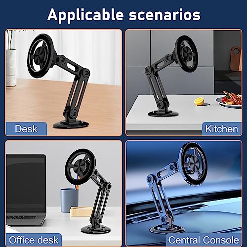 Universal 360° PRO Magnetic Suction Phone Holder Car,Alloy Folding Magnetic Cell Phone Holder for Car [Super Strong Magnet] Bracket Magnetic Dashboard Phone Car Mount for All Smartphone (Black) - color: Black