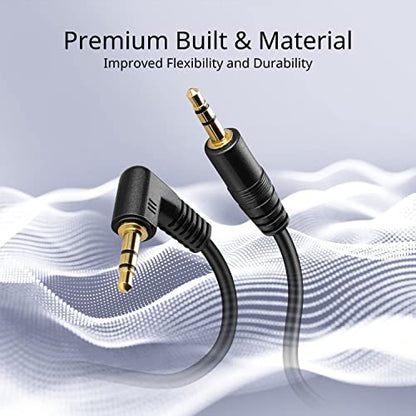 TNP 3.5mm Right Angle Audio Cable, 10 Feet Male-to-Male Aux Headphone Cord - size: 10 Feet