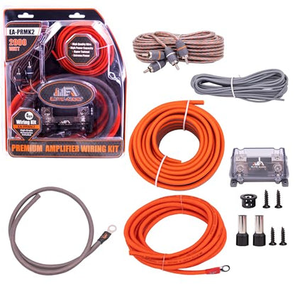 Elite Audio 4 Gauge Amplifier Wiring Kit, 2000W CCA Amp Install Kit – EA-PRMK2 - size: 4 Gauge (Full Size ANL)