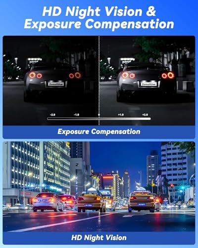 4 inch Mirror Dash Cam,1080P Rear View Mirror Camera for Cars,Dual Dash Cameras Front and Rear HD Night Vision,24H Parking Monitoring,Loop Recording, Motion Detection,Reversing Assistance,32GB TF Card