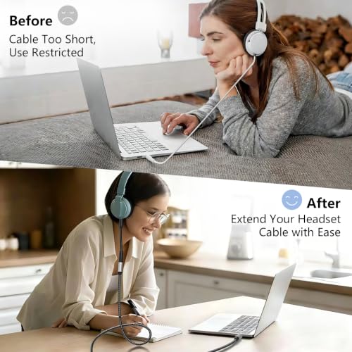Audio Mic Extension Cable 25Ft,3.5mm Aux Headphone Extender 4-Pole Jack Plug Extension Lead Stereo Male to Female Braided Cord for Headset,TV,Laptop,Phone,Switch Lite,Car,PS4,Xbox and more(25Ft/8M) - size: 25 ft