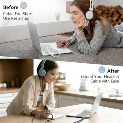 Audio Mic Extension Cable 12Ft,3.5mm Aux Headphone Extender 4-Pole Jack Plug Extension Lead Stereo Male to Female Braided Cord for Headset,TV,Laptop,Phone,Switch Lite,Car,PS4,Xbox and more(12Ft/4M) - size: 12 ft