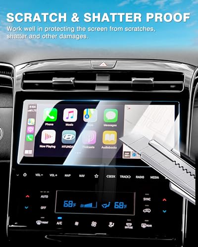 Karltys [Upgrade 2 Pack Screen Protector for 2022-2024 Hyundai Tucson/Santa Cruz 10.25-Inch Accessories [No Glare & Fingerprint] for Touchscreen Tempered Glass Navigation Protective Film - size: 2022-2024 Hyundai Tucson/Santa Cruz