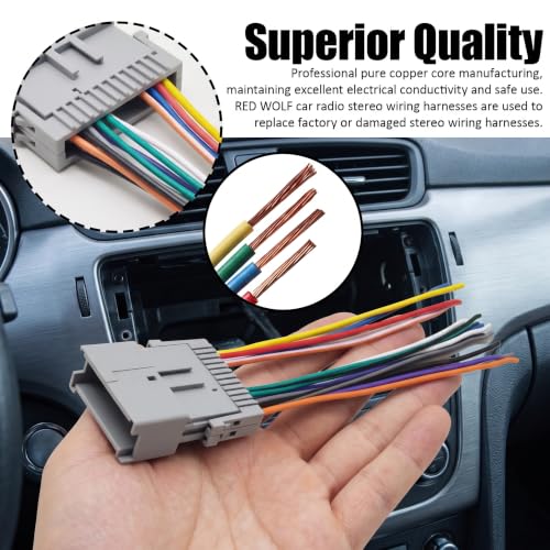 Car Radio Audio Receiver Wiring Harness Kit, Aftermarket Stereo Connection Wire Cable Plug with Antenna Adapter, Stereo Wiring Harness, Audio Modification Accessories for Most Vehicle Model