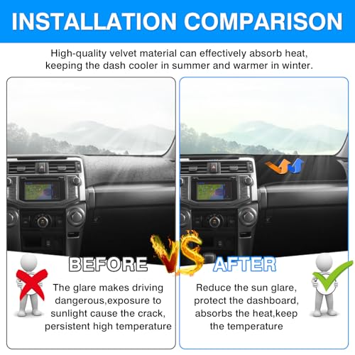 Autorder Dashboard Cover Mat for 2010-2021 2022 2023 2024 Toyota 4Runner Accessories Dash Cover Upgrade Velvet Dash Mat Sunshade Glare UV Rays Protector - size: Black 10-24 4Runner