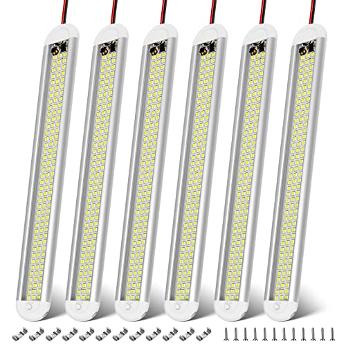 CT CAPETRONIX 12v LED Interior Light Bar, 120LEDs 1500LM 8W DC 12 Volt led Strip Lights with ON/Off Switch, for Enclosed Cargo Trailer, Car RV Van Truck Lorry Camper Boat Caravan Motorhome (6Pack) - size: 6PCS