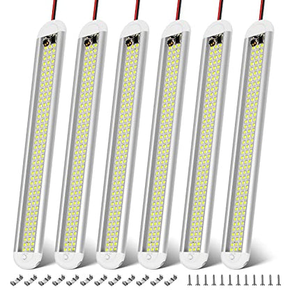 CT CAPETRONIX 12v LED Interior Light Bar, 120LEDs 1500LM 8W DC 12 Volt led Strip Lights with ON/Off Switch, for Enclosed Cargo Trailer, Car RV Van Truck Lorry Camper Boat Caravan Motorhome (6Pack) - size: 6PCS
