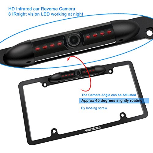 Wordcam License Plate Backup Camera, HD Front Rear View, Metal Frame Mount