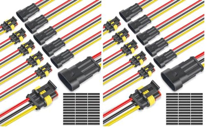 NAOEVO 3 Pin Connector Waterproof, 16 AWG 3 Wire Connectors, 6 Kits (Pack of 2) - size: 3 Pin (Pack of 2)