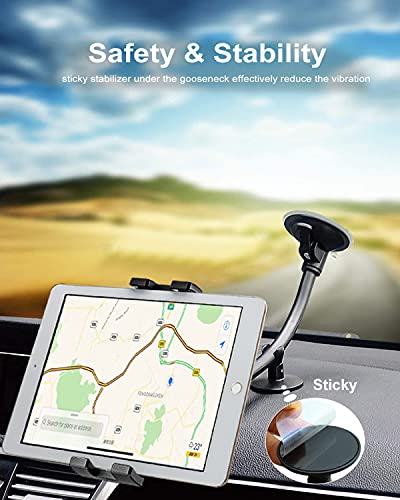 Windshield Car Tablet Mount, Car/Truck Window Dashboard Tablet Holder with Long Arm Suction Cup, Compatible with iPad Pro/Air/Mini, Galaxy Tab/Z Fold, iPhone, More 4-13" Cell Phones and Tablets