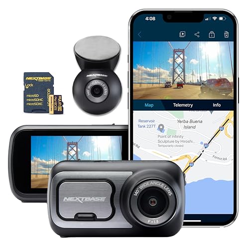 Nextbase 422GW Dash Cam Front + Rear Window Camera with 32GB SD Card - Full 1440p/30fps Quad HD Small in Car- WiFi Bluetooth GPS- Alexa Voice Control- Parking Mode Night Vision- 280/360 Degree Dual 6 - style: 422GW & Rear Cam + 32GB SD Card