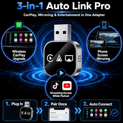 Wireless Carplay Adapter for Apple Screen for iPhone and Car Play Bluetooth to Android Auto Inalámbrico Adaptador Box Accessories Mirroring USB Watch Movies Double Portable
