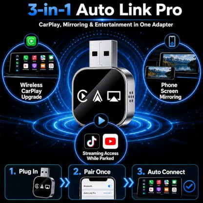 Wireless Carplay Adapter for Apple Screen for iPhone and Car Play Bluetooth to Android Auto Inalámbrico Adaptador Box Accessories Mirroring USB Watch Movies Double Portable