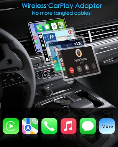 Mini Wireless CarPlay Adapter for Apple, Plug & Play Low Latency Converts Wired to Wireless CarPlay Dongle for iPhone iOS 10+, Connection Fast & Stable