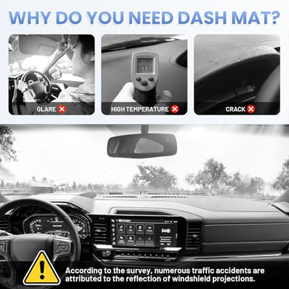 Sunsdrew Upgraded Black Dash Cover for 2022-2025 Chevrolet Chevy Silverado Accessories,Custom Fit Dashboard Cover Mat Anti-Glare UV Protector Non-Slip - size: 22-25 Silverado Dash Cover(Black)