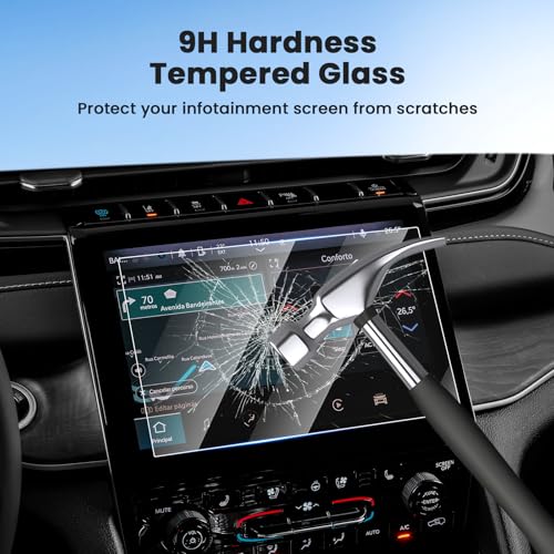 Canvcle 2PCS Screen Protector for 2021-2025 2026 Jeep Grand Cherokee L/Dodge Durango/Chrysler Pacifica, 10.1 Inch Touch Screen Protector Cover Tempered Glass Navigation Display Protective Film - size: 2021-Present Grand Cherokee L/Durango/Pacifica