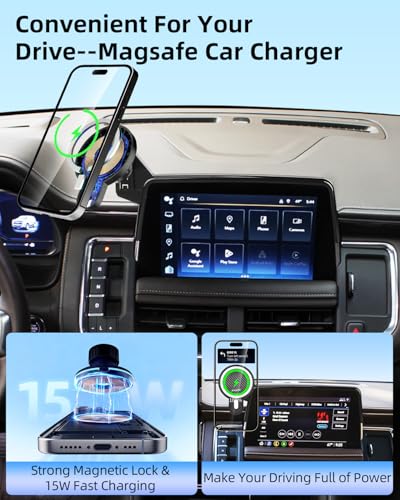 PZK Magnetic Car Phone Mount for 2021-2024 Chevy Tahoe/Suburban/GMC Yukon - color: Magsafe+ Wireless Charger, size: Tahoe/Suburban/GMC Yukon/GMC Yukon XL 2021-2024