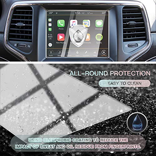 CDEFG Car Touchscreen Navigation Touch Screen Protector for 2014-2018 Grand Cherokee Uconnect, HD Clear Tempered Glass 9H Scratch Resistance (8.4IN) - color: 8.4IN for 2014-2018 Grand Cherokee
