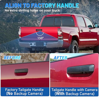 EWAY Tailgate Handle Backup Camera for 2005-2014 Toyota Tacoma, Liftgate Door Handle Latch Replacement Reverse Rear View Back Up Camera, RCA Aftermarket Input, Replaces# 6909004020 69090-04020