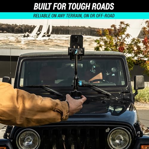 CARMOUNT TitanX100 Long – Truck Phone Mount – Heavy Duty Metal Phone Holder, Suction Cup Phone Mount for Car, Windshield Mount Cell Phone Holder for iPhone, Android, GPS & All Devices - style: TitanX100 Long