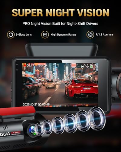 2.5K+1K Dual Dash Cam Front and Inside with GPS WiFi, 32GB Card, 24Hr Park - style: 2 front and inside