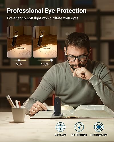 DEWENWILS USB Rechargeable Book Light for Reading in Bed, Warm White, Brightness Adjustable, LED Clip on Book Reading Lights, Perfect for Bookworms, Kids, Black - color: Black