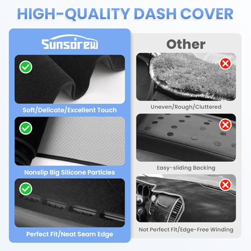 Sunsdrew Dash Cover for 2016-2022 2023 Toyota Tacoma Dashboard Cover Mat - size: 16-23 Tacoma Dash Cover