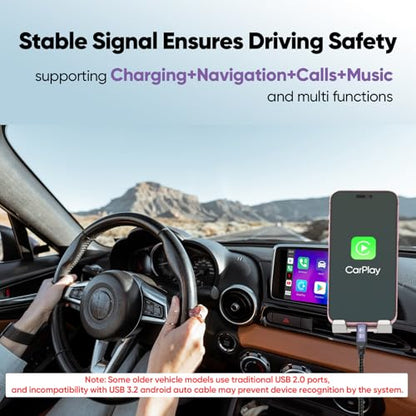 Android Auto Cable 3ft for Car CarPlay, USBA to USBC 10Gbps Data 15W Charge - size: 3 Feet