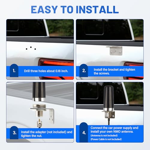 Anina L Bracket for NMO Antenna Mount 3/4 Hole Stainless Steel Bracket Compatible with Car Truck Heavy Duty L-Shaped for Mobile Radio Antennas (Pack of 2) - size: 3/4 Inch (Pack of 2)