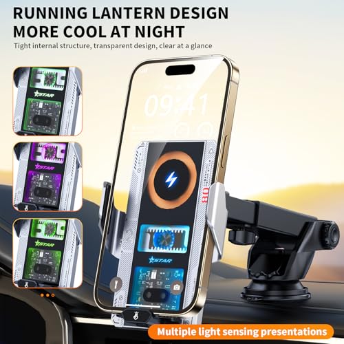 Wireless Car Charger with Phone Holder Mount 15W Fast Car Charger Auto Clamping Phone Holders for You Car Windshield Dashboard Air Vent Accessories for iPhone 13 Pro Max15141211Samsung Galaxy Googl