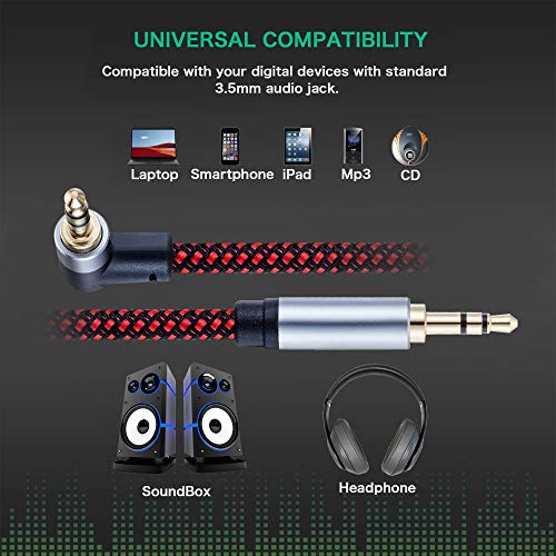 3.5mm 오디오 케이블 7.6m(25피트), 3.5mm 90도 직각 보조 오디오 케이블, 아이폰, 스마트폰, 홈/자동차 스테레오 등과 호환 (8m/25피트) - size: 25 ft