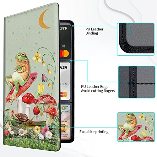 Car Registration and Insurance Card Holder, Premium PU Leather Vehicle Wallet Cover for Glove Box Car Organizer Drivers License / Cards / ID Essentials Document Holder, Aesthetic Mushroom Frog Green - color: Aesthetic Mushroom Frog Green