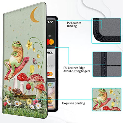 Car Registration and Insurance Card Holder, Premium PU Leather Vehicle Wallet Cover for Glove Box Car Organizer Drivers License / Cards / ID Essentials Document Holder, Aesthetic Mushroom Frog Green - color: Aesthetic Mushroom Frog Green
