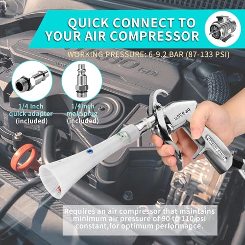 GOCCIDA Tornado Car Cleaning Gun Powerful Dry Car Detailing Air Gun Blower - color: Silver
