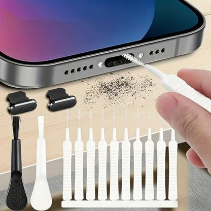 14 PCS Charging Port Cleaning Kit, Multifunction Nylon Brush Dust Cleaner, Anti-Clogging Speaker & Port Tools Compatible with Lightning & USB-C Mobile Electronic Devices