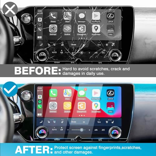 Karltys Upgrade 2 Pack 2026 2025-2022 Lexus NX Screen Protector 14 Inch [No Glare & Fingerprint] for Models NX250 NX350 NX350H NX450h+ Touchscreen Tempered Glass Lexus NX Accessories Screen Cover - size: 2022-2025 Lexus NX 14-Inch