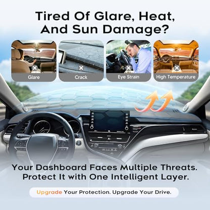 Sunsdrew Upgraded Gray Dash Cover for 2018-2024 Toyota Camry Accessories,Dashboard Cover Mat Anti-Glare UV Protection Sunshade Pad Non-Slip - size: 18-24 Camry Dash Cover(Gray)