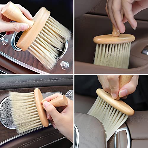 High Density Ultra Soft Detail Brush Car Interior Dust Brush Accessories Car Detailing Brush Soft Hair Wooden Brush Deep Cleaning Tool Kit Keyboards Laptop Sofa Dusting Brush (A-1PC) - color: A-1PC