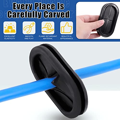 Glarks 8Pcs 1-3/8" x 4" - 40 x 83mm Oval Closed Rubber Grommet, Drill Hole Double-Sided Firewall Hole Plug Wire Protection Electrical Wire Gasket for Wire, Plug, Automotive, Plumbing - size: 1-3/8" x 4"