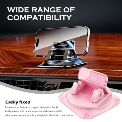 Car Dashboard Phone Holder 360° Rotatable,Portable Anti-Slip Car Phone Holder Horizontal & Vertical Place,Strong Self-Adhesive Dashboard Cell Phones Holders Cars Accessories (Pink) - color: Square Surface/Pink