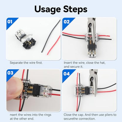 20 Pcs T-Tap Wire Connectors, 3-Way 2-Pin, 16-20 AWG - color: 2 PIN