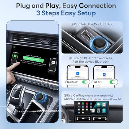 Carlinkit Mini Ultra 3(Mini Design) Wireless CarPlay & Android Auto Adapter - color: Black
