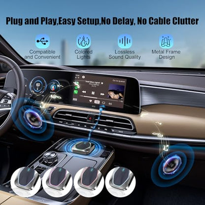 Wireless CarPlay Adapter for iPhone,Convert Wired to Apple CarPlay Wireless Adapter, Plug and Play, with 60CM Extension Cable USB & Type-C, Connection Stable No Delay - style: Metal Panel
