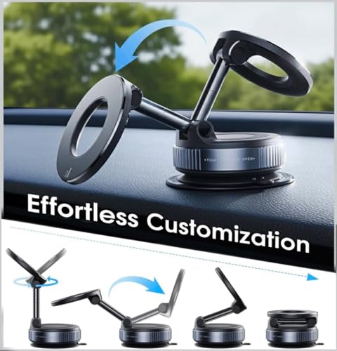 2026 Upgraded Pro Ultra-Suction Magnetic Phone Mount - Reinforced 360° Vacuum Holder for MagSafe, iPhone & Android (Ready for Car, Gym, Mirror, Home & More)
